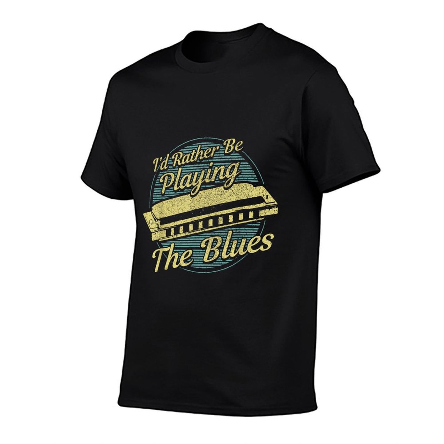Blue Vintage Style Harmonica T-Shirt