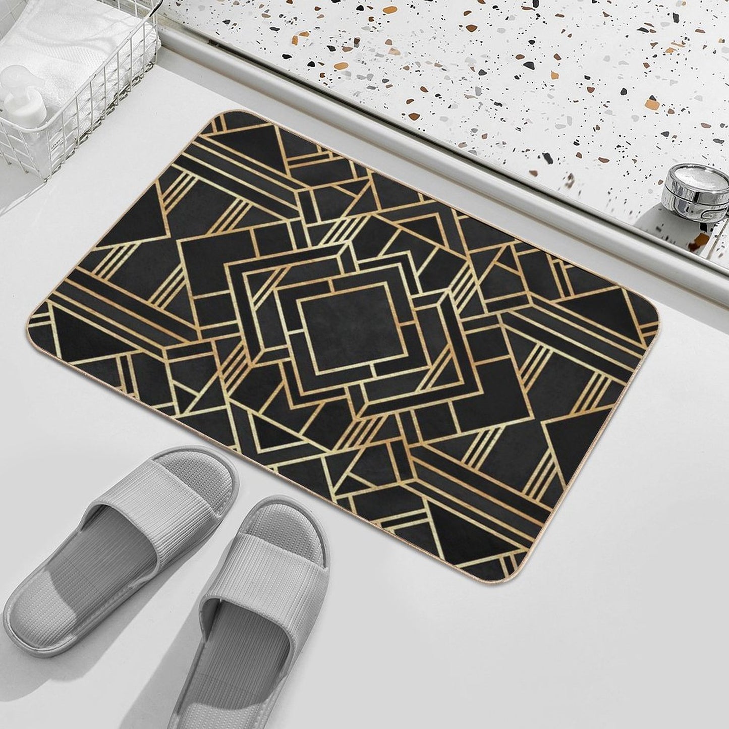 Art Deco Black Bath Mat