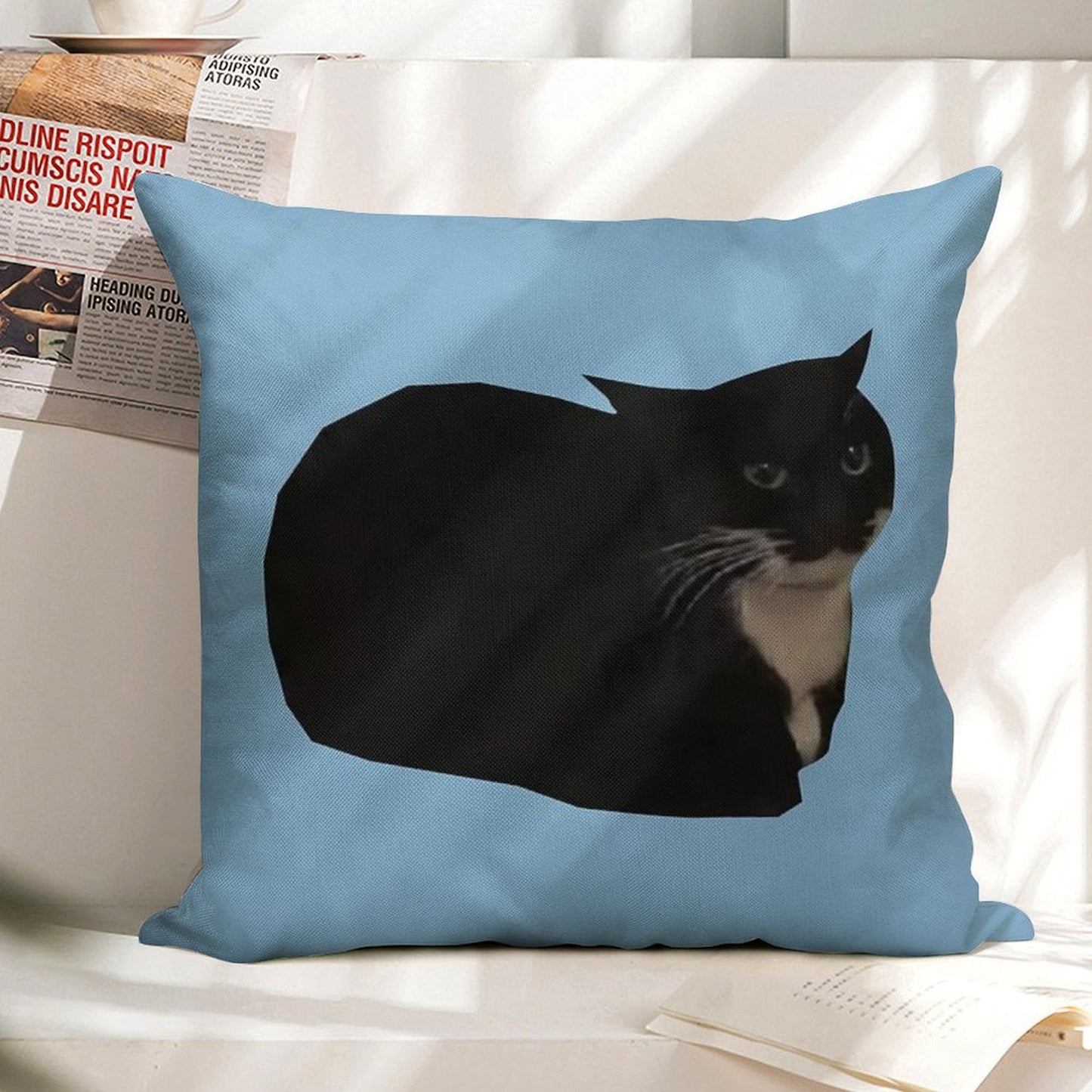 Maxwell The Cat Linen Throw Pillow Cover