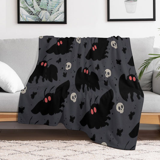 Mothman - Night Grey Throw Blanket