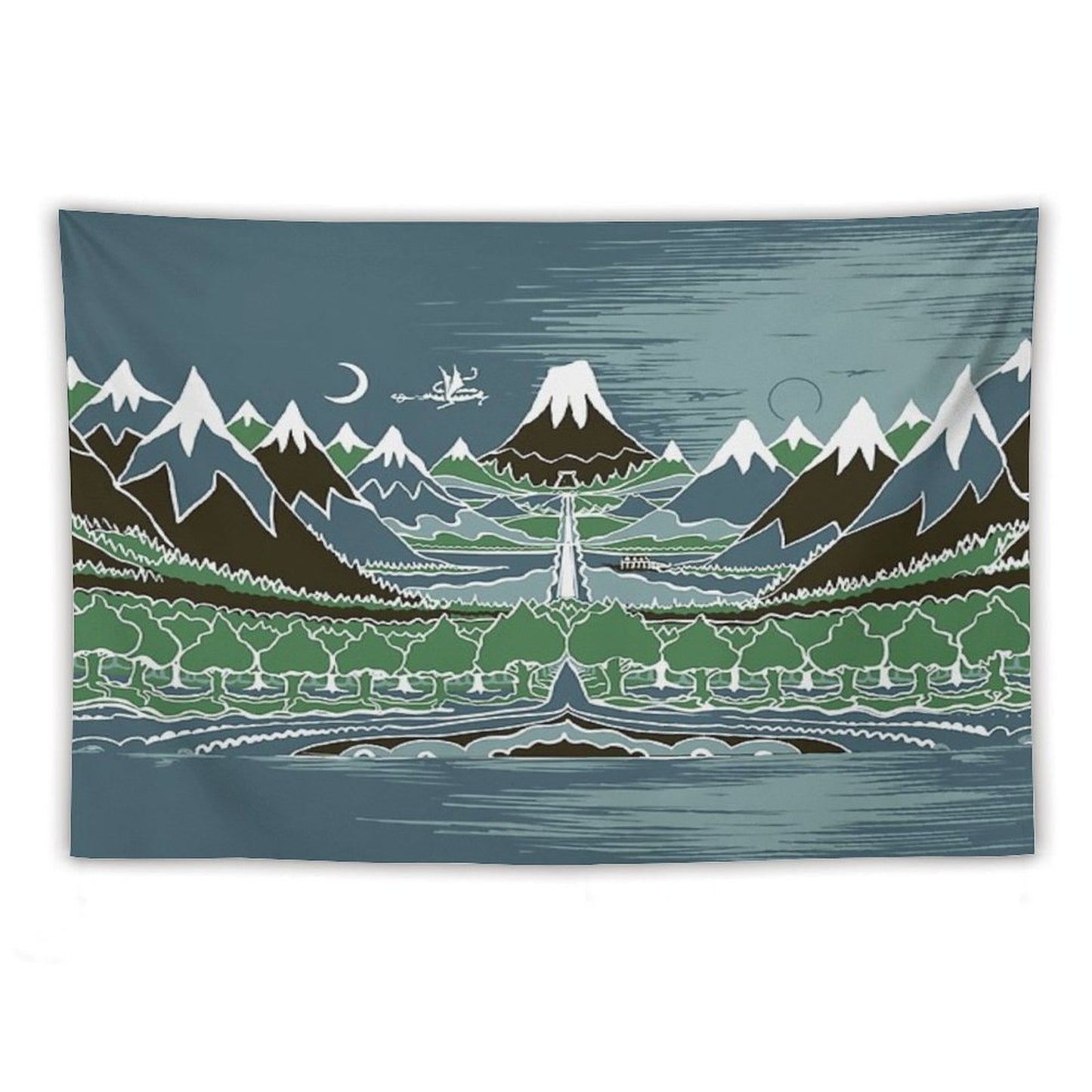 Forest Mountain Path in The Style of J.R.R.Tolkien Tapestry