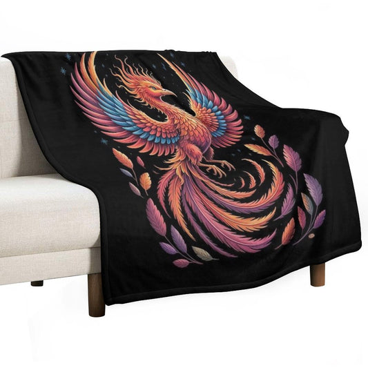 Fire Phoenix Bird Phoenix Reborn Firebird Phoenix Throw Blanket