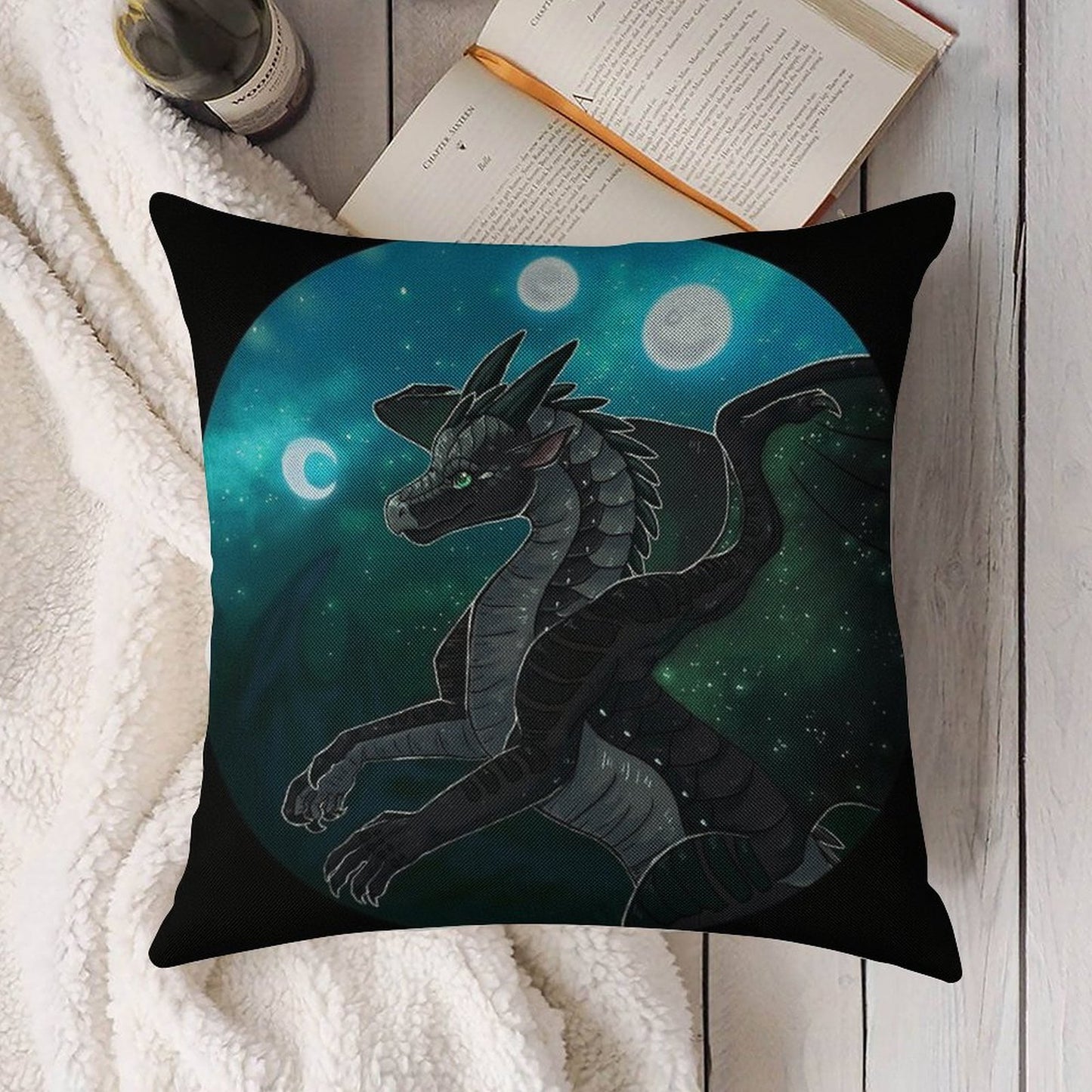 Wings of Fire - Moonwatcher Linen Throw Pillow Cover