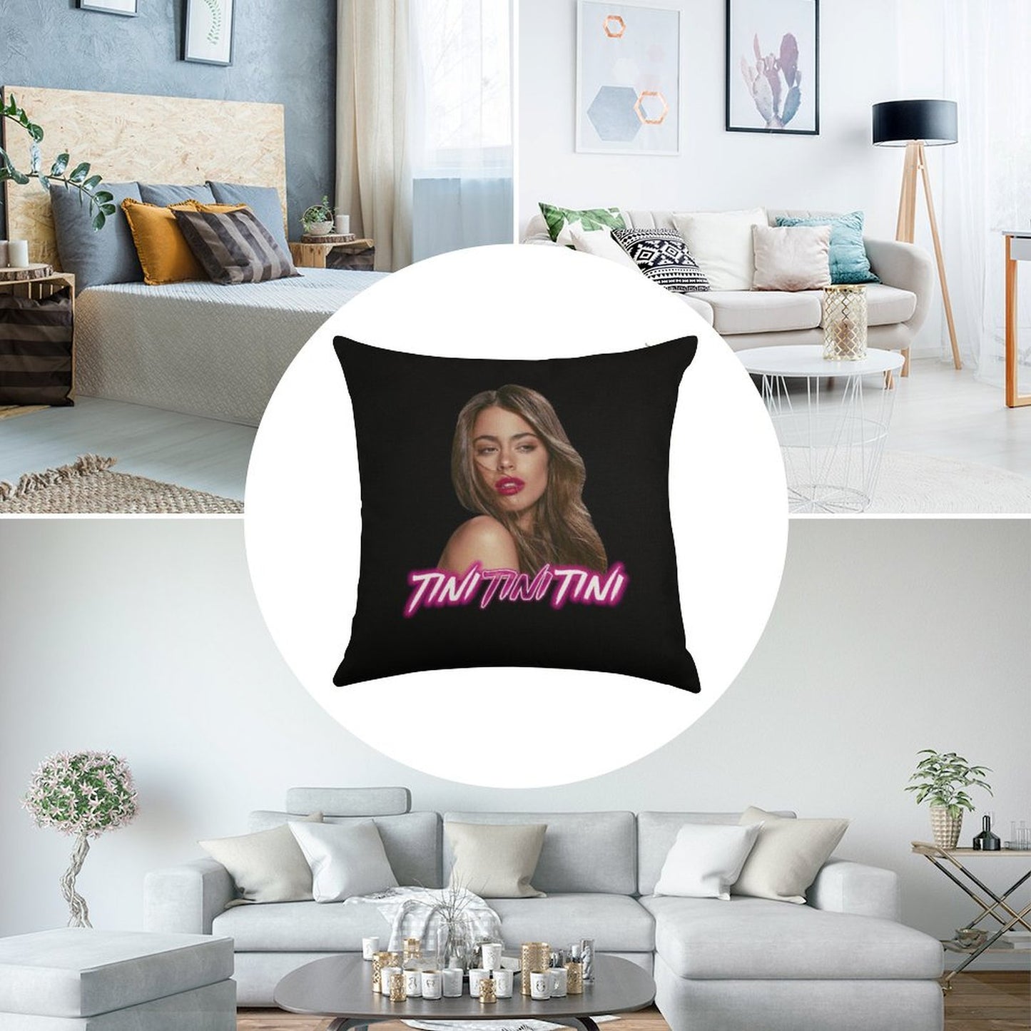 Tini Tini Tini Linen Throw Pillow Cover