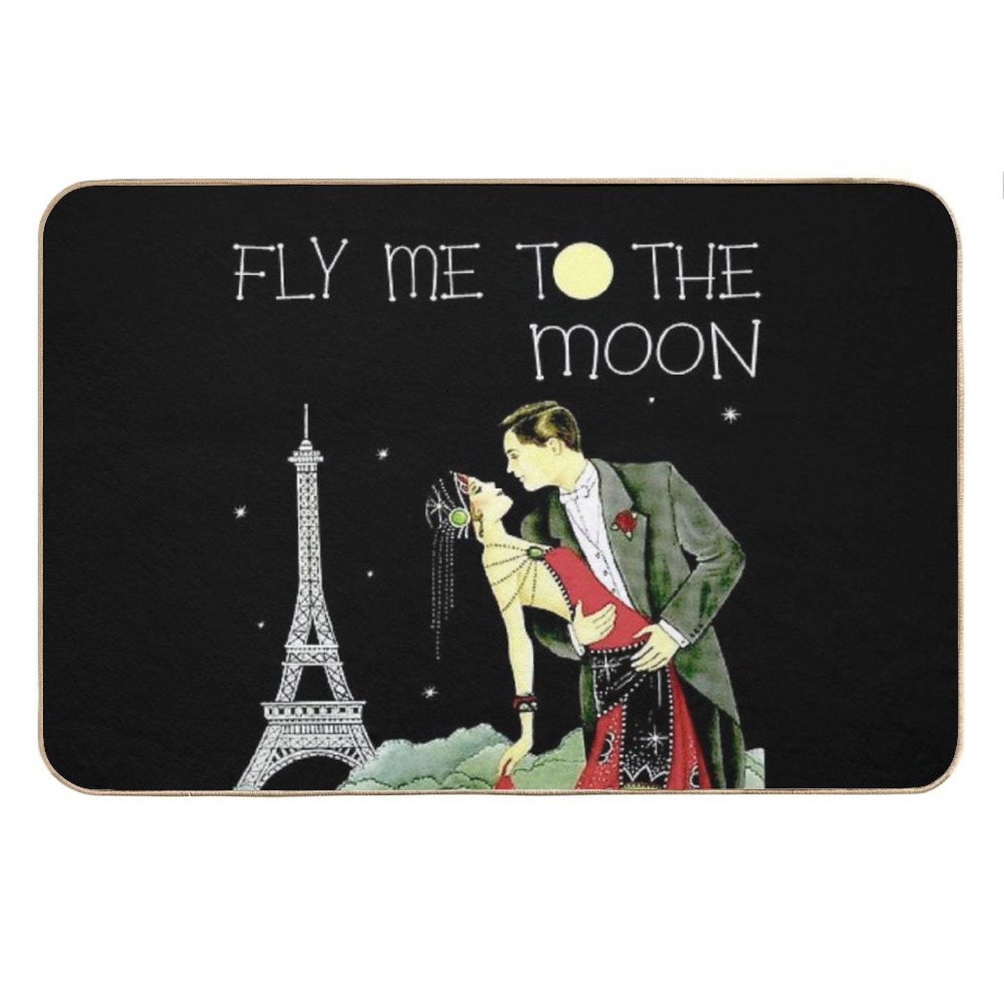FLY ME TO THE MOON; Vintage Dance Print Bath Mat