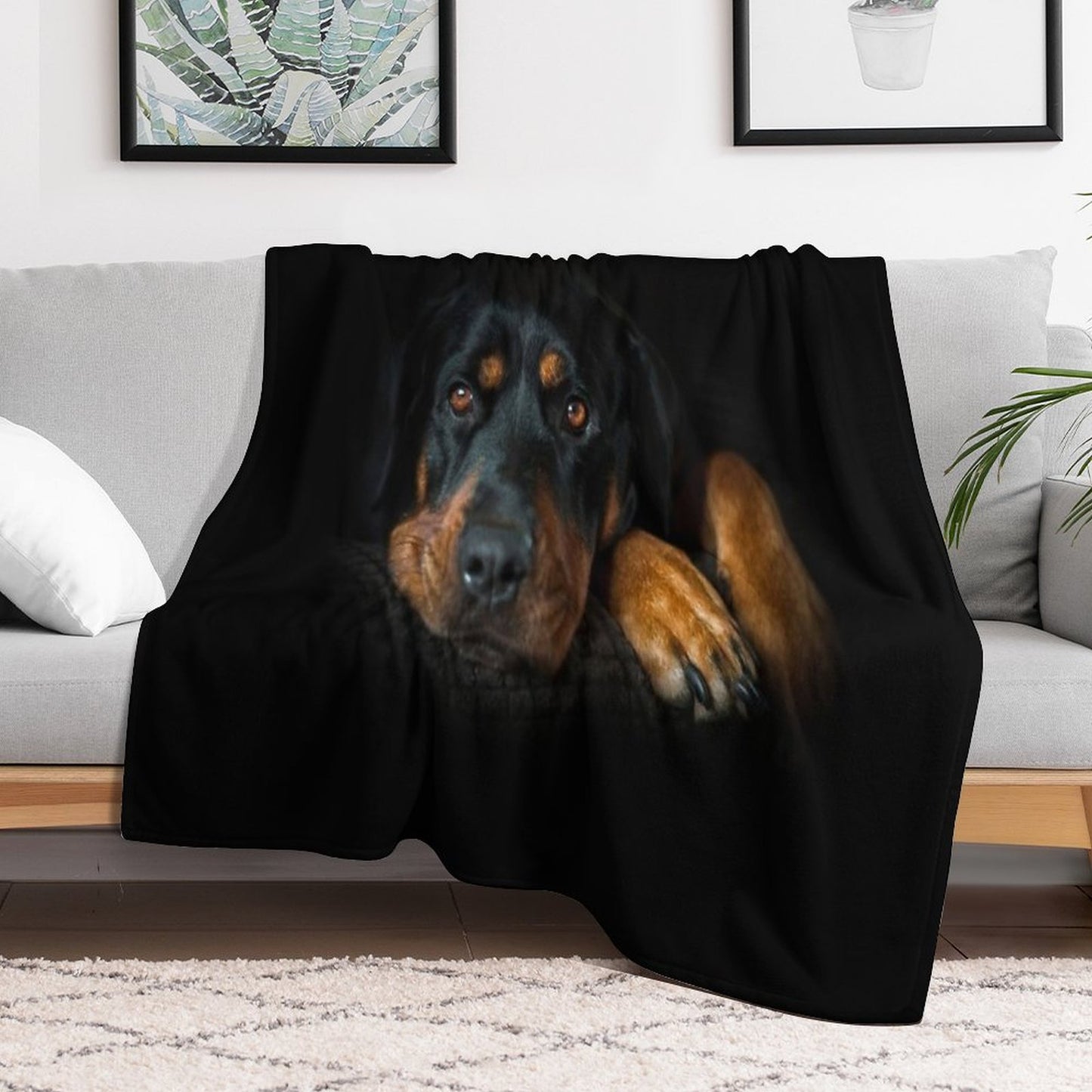 Rottweiler Resting Throw Blanket