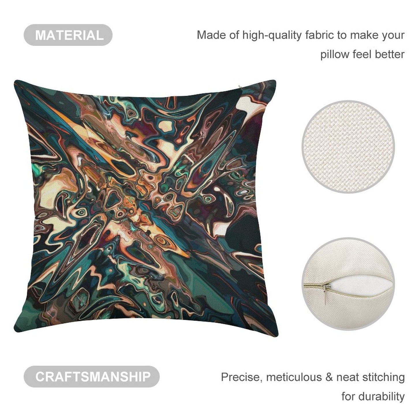 Melting Copper Abstract Linen Throw Pillow Cover