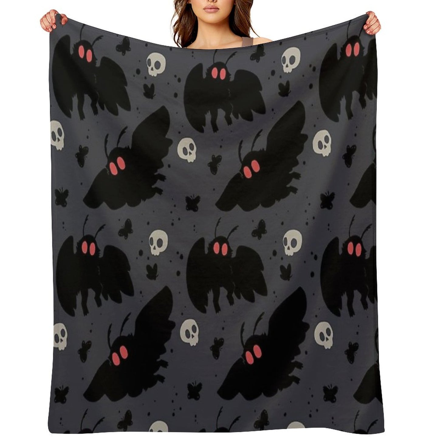 Mothman - Night Grey Throw Blanket