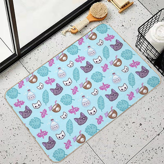 Pirate Cat Turquoise Nikury Bath Mat