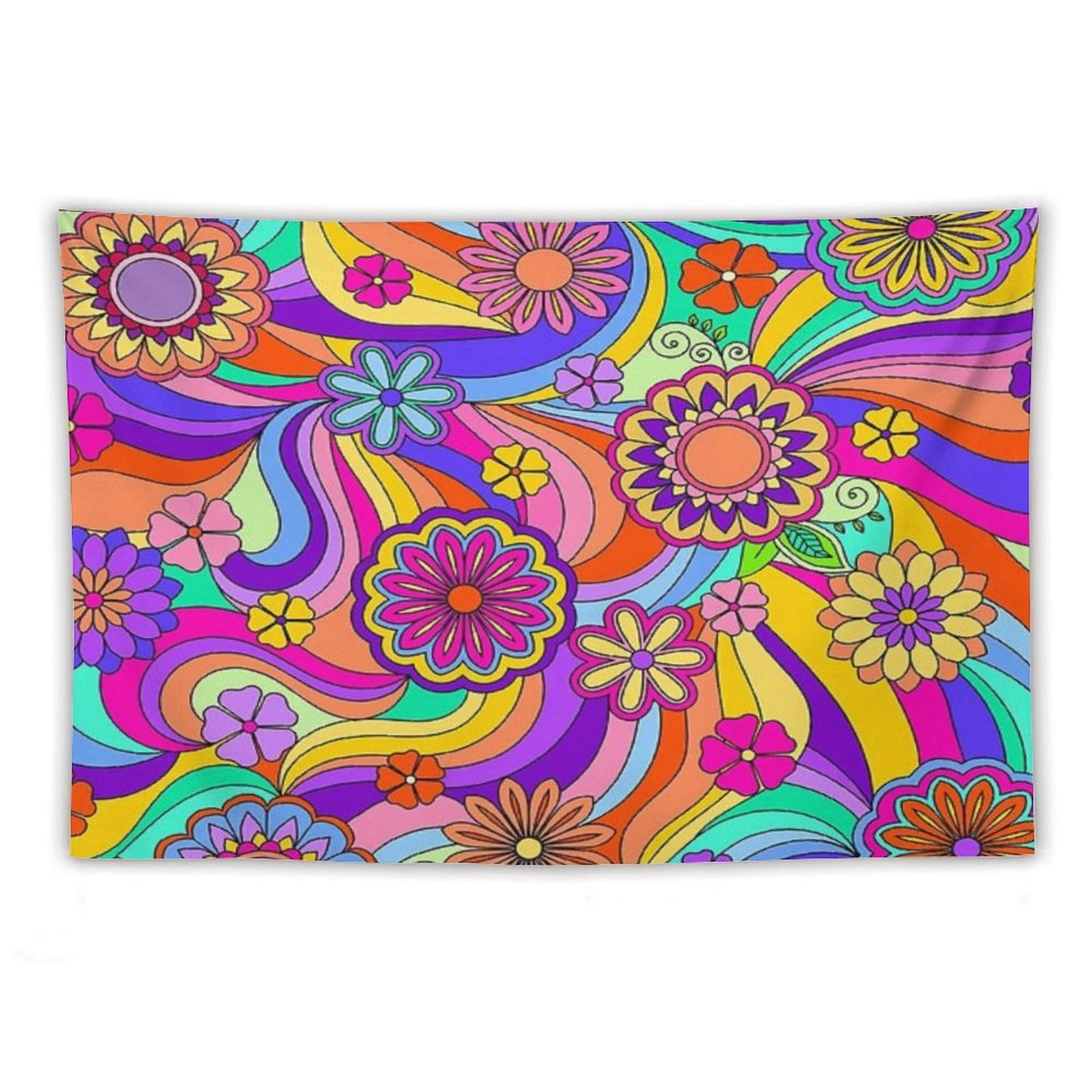 Groovy Psychedelic Flower Power Tapestry