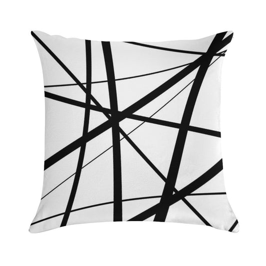 Black And White Geometric Lines Soft Shrink-Resistant Throw Pillow