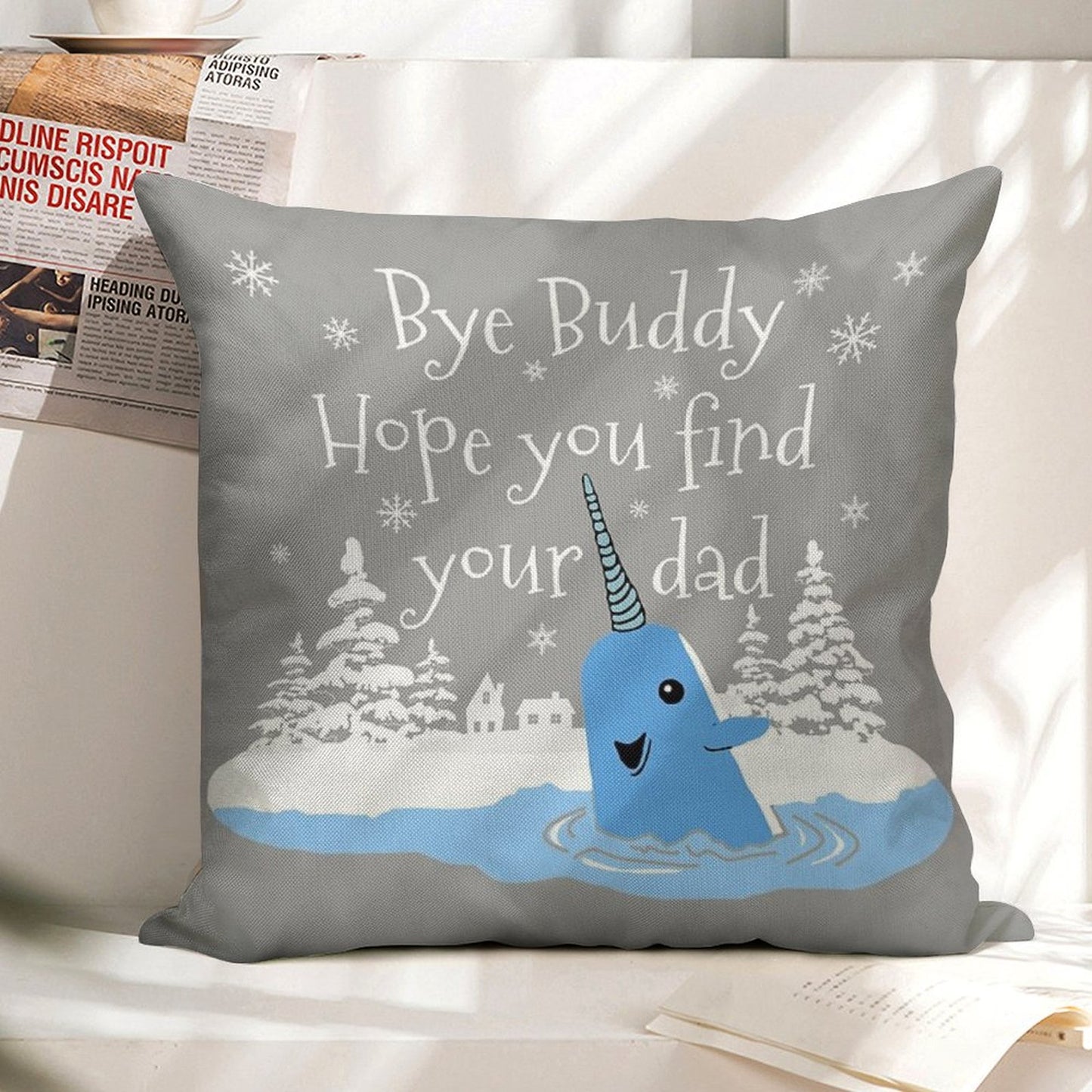 Bye Buddy Hope You Find Your Dad Linen Throw Pillow Cover