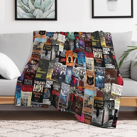 Stephen King Book Covers, Horror Bookworm Throw Blanket