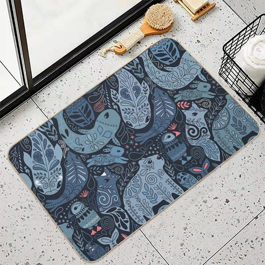 Arctic Animals. Narwhal, Polar Bear, Whale, Puffin, Owl, Fox, Bunny, Seal. Bath Mat