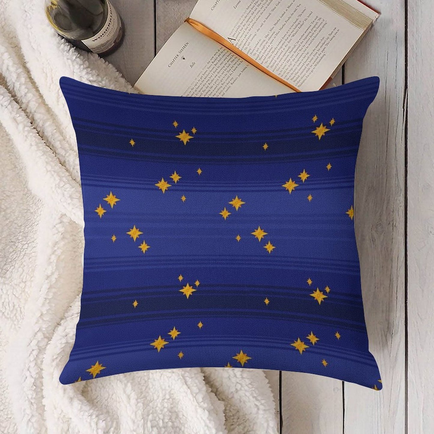 Twinkling Night Sky Linen Throw Pillow Cover