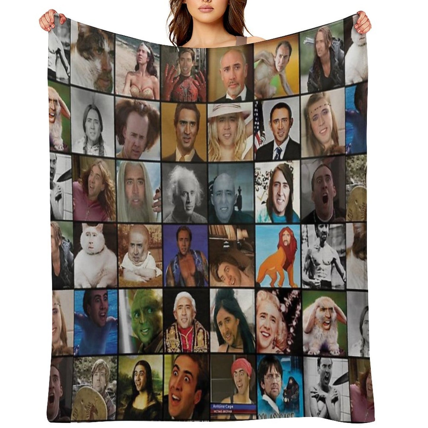 Nicholas Cage Pattern - Nicolas Cage - Nick Cage Nic Cage Throw Blanket