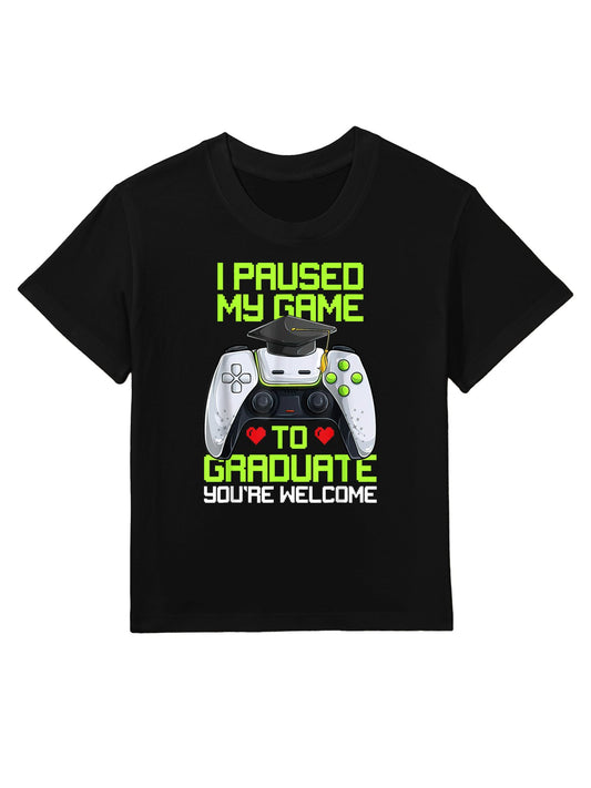 I Paused My Game To Graduate Funny Graduation Graduate Gamer Kids T-Shirt