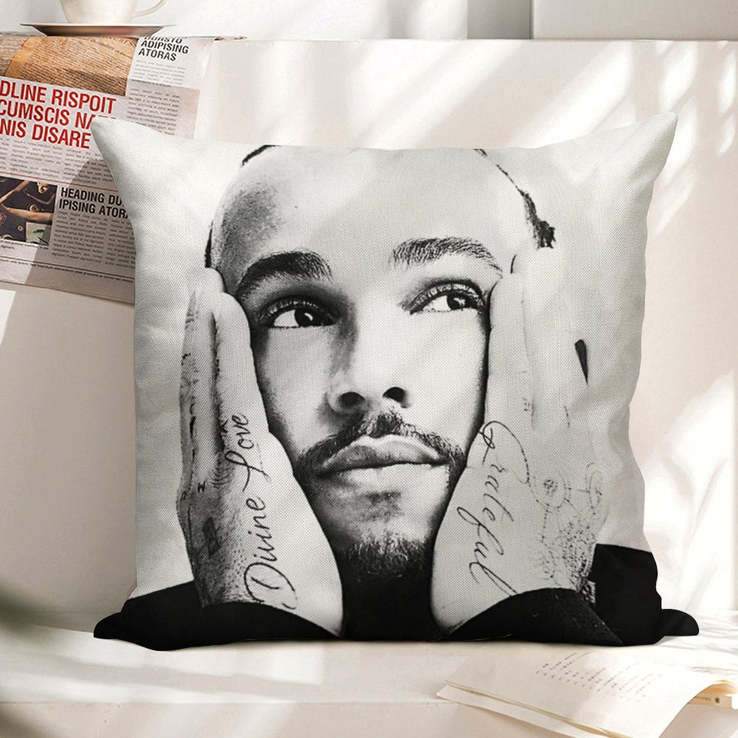 F1 Lewis Hamilton 44 Linen Throw Pillow Cover
