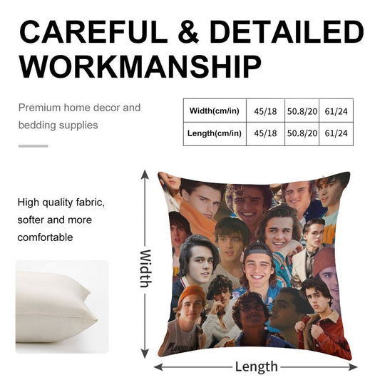 Charlie Gillespie Photo Collage Linen Throw Pillow Cover