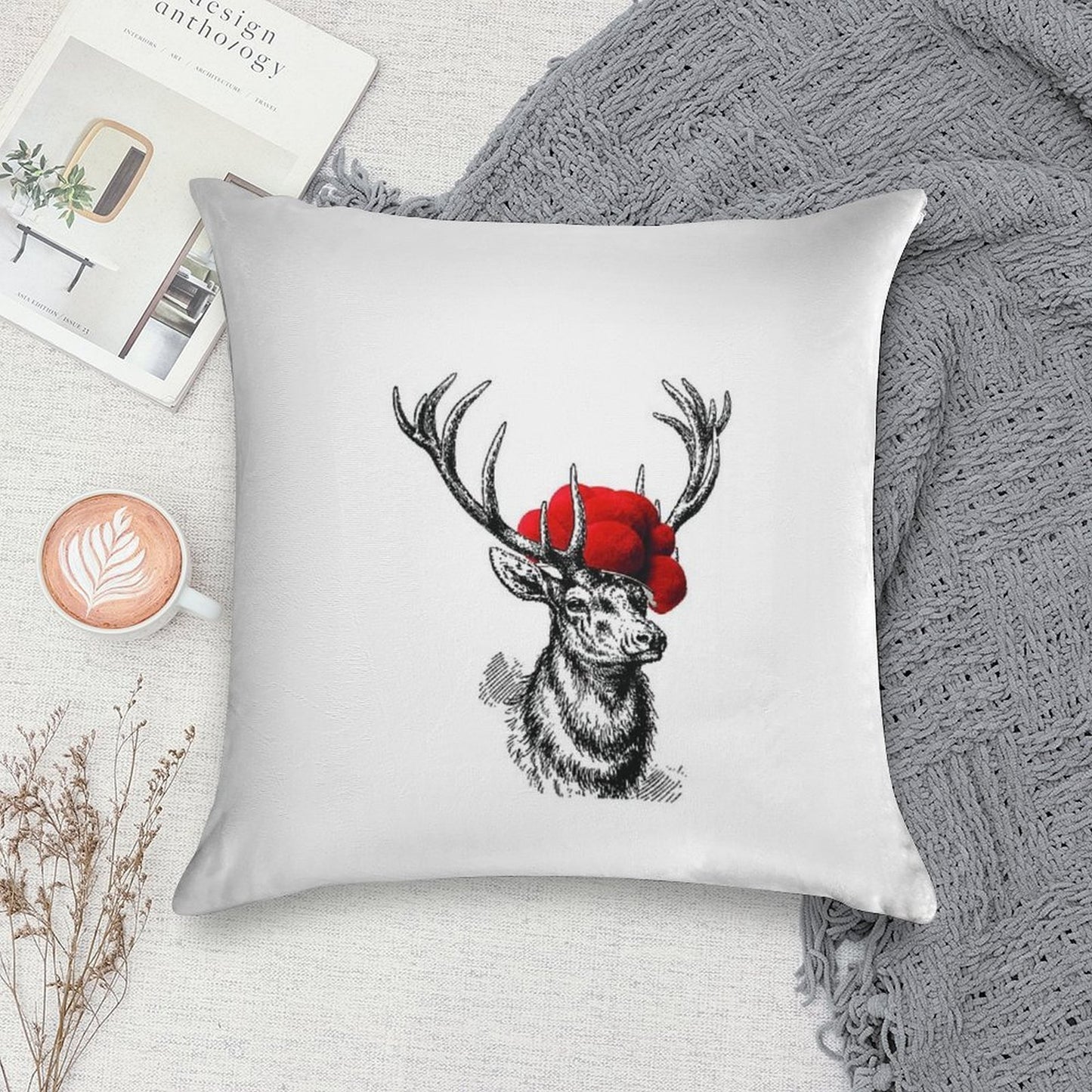 Deer with A Pollen Hat Soft Style Accent Throw Pillow