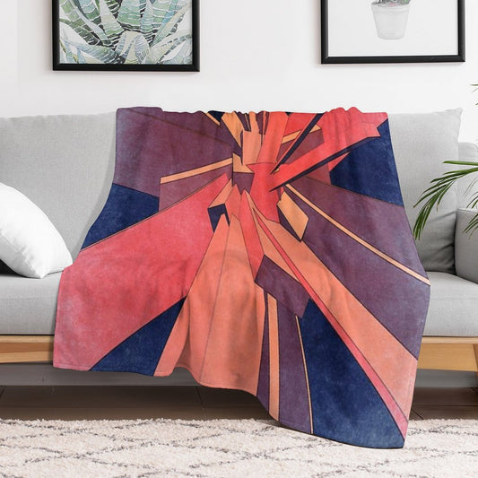 Vintage Orange Rectangles Throw Blanket