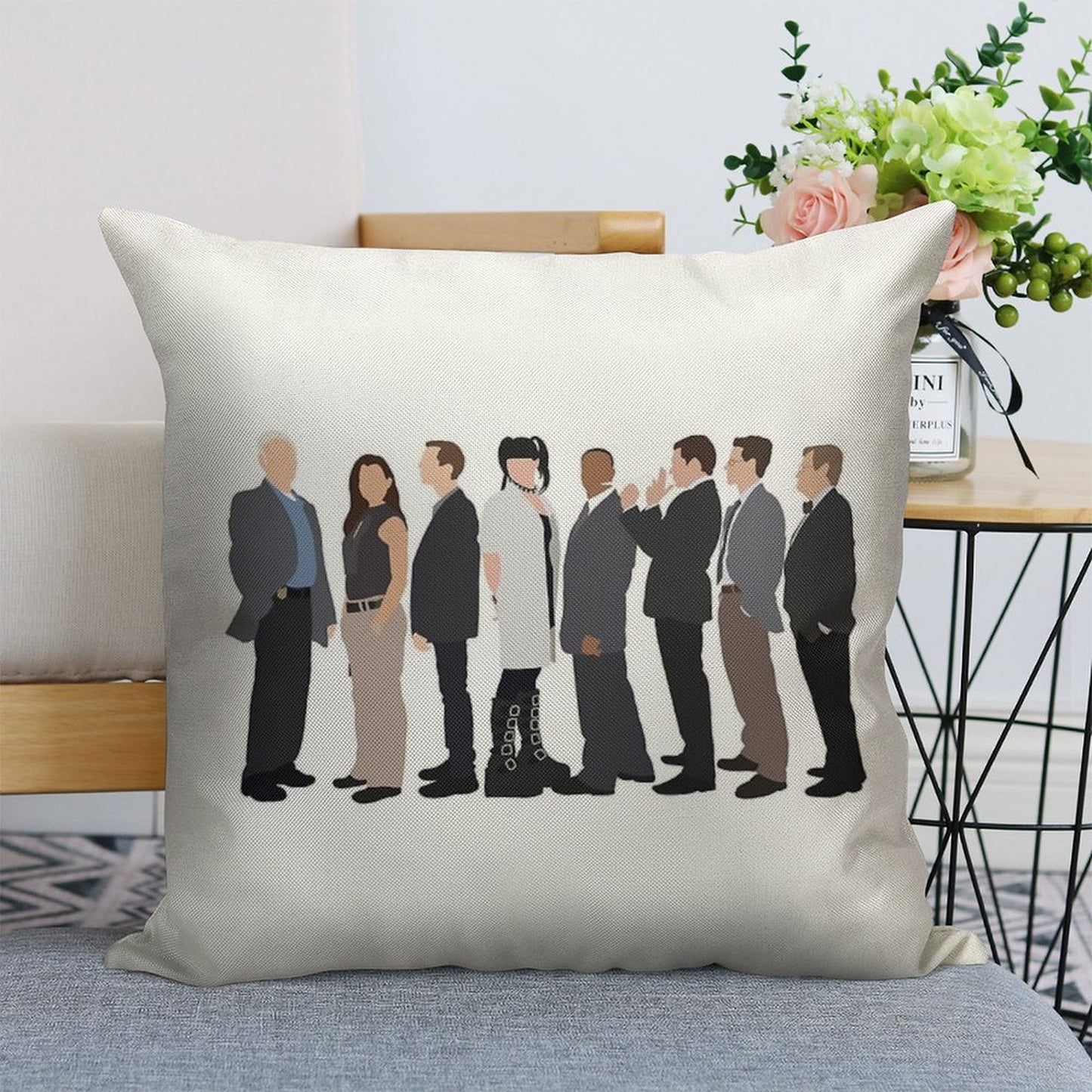 NCIS Cast Drawing Linen Throw Pillow Cover