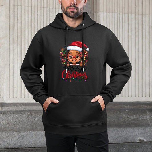 African American Merry Christmas African Black Afro Girls Adjustable Hood Hoodie