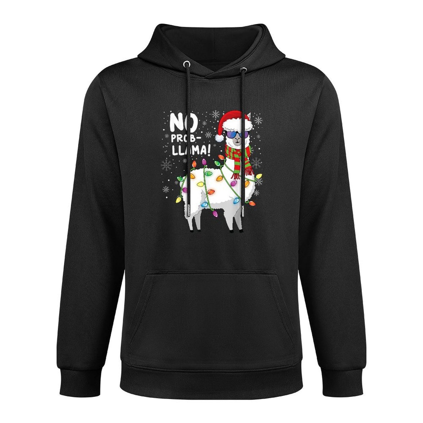Christmas Llama Funny No ProbLlama Christmas Kangaroo Pocket Hoodie