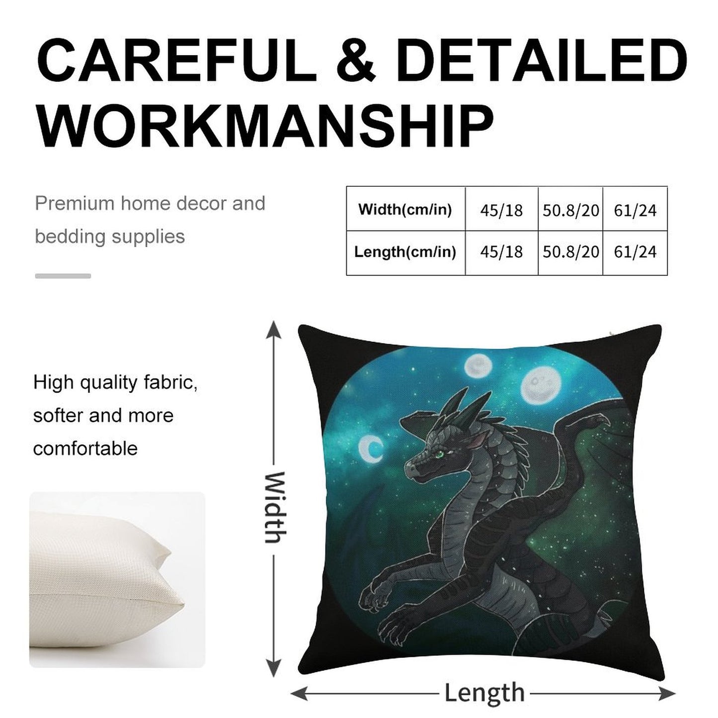 Wings of Fire - Moonwatcher Linen Throw Pillow Cover
