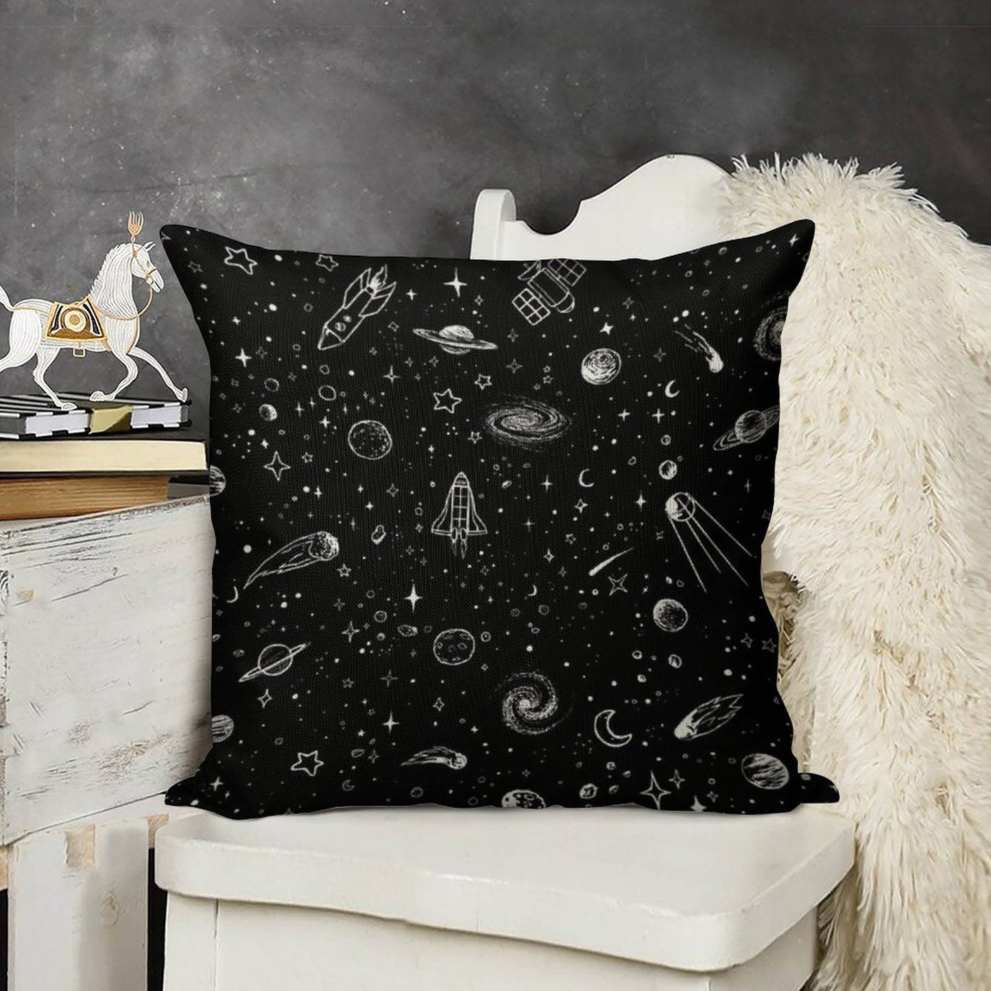 Space Linen Throw Pillow Cover