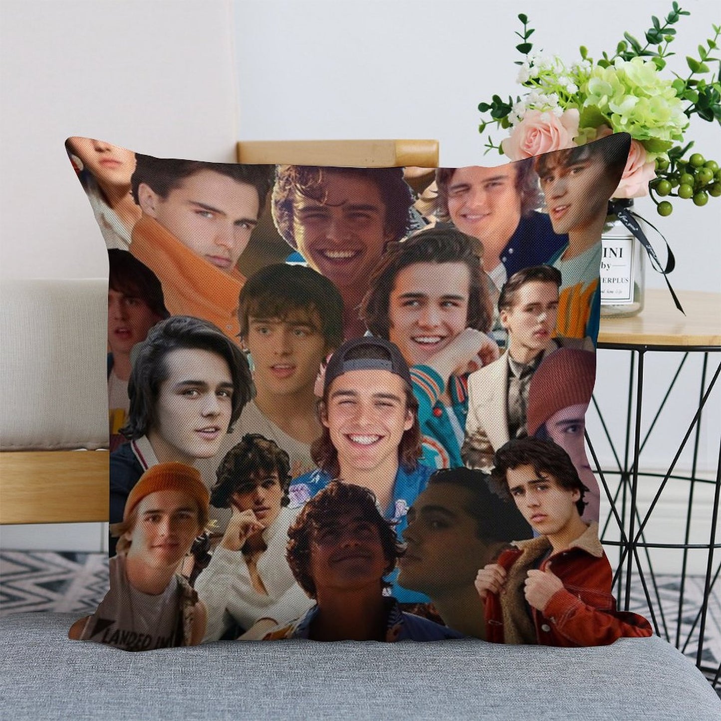 Charlie Gillespie Photo Collage Linen Throw Pillow Cover