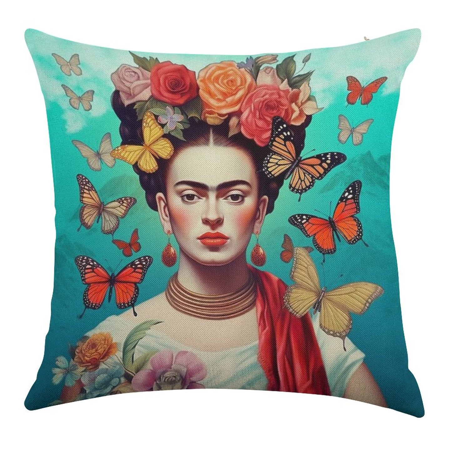 Frida Kahlo 4 Linen Throw Pillow Cover