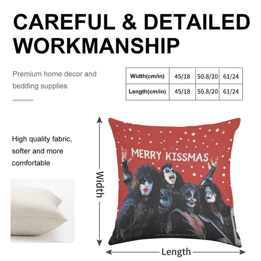 Merry Kissmas! Linen Throw Pillow Cover