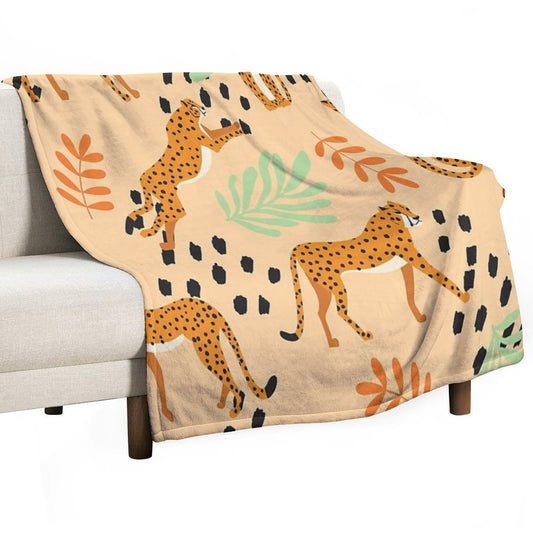 Cheetahs Pattern Beige Throw Blanket