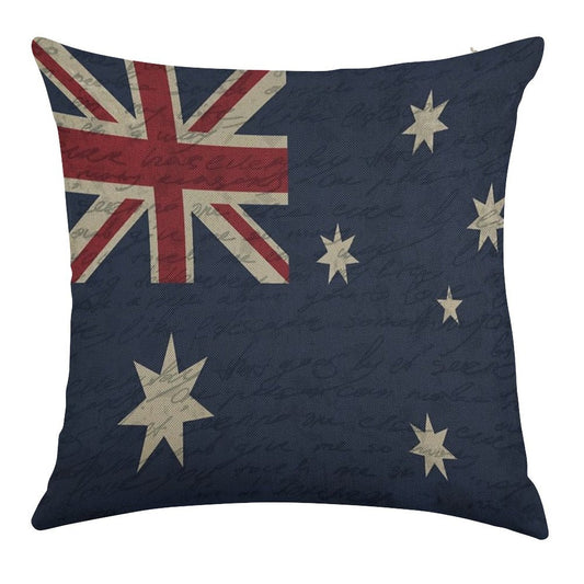 Vintage Australian Flag Linen Throw Pillow Cover