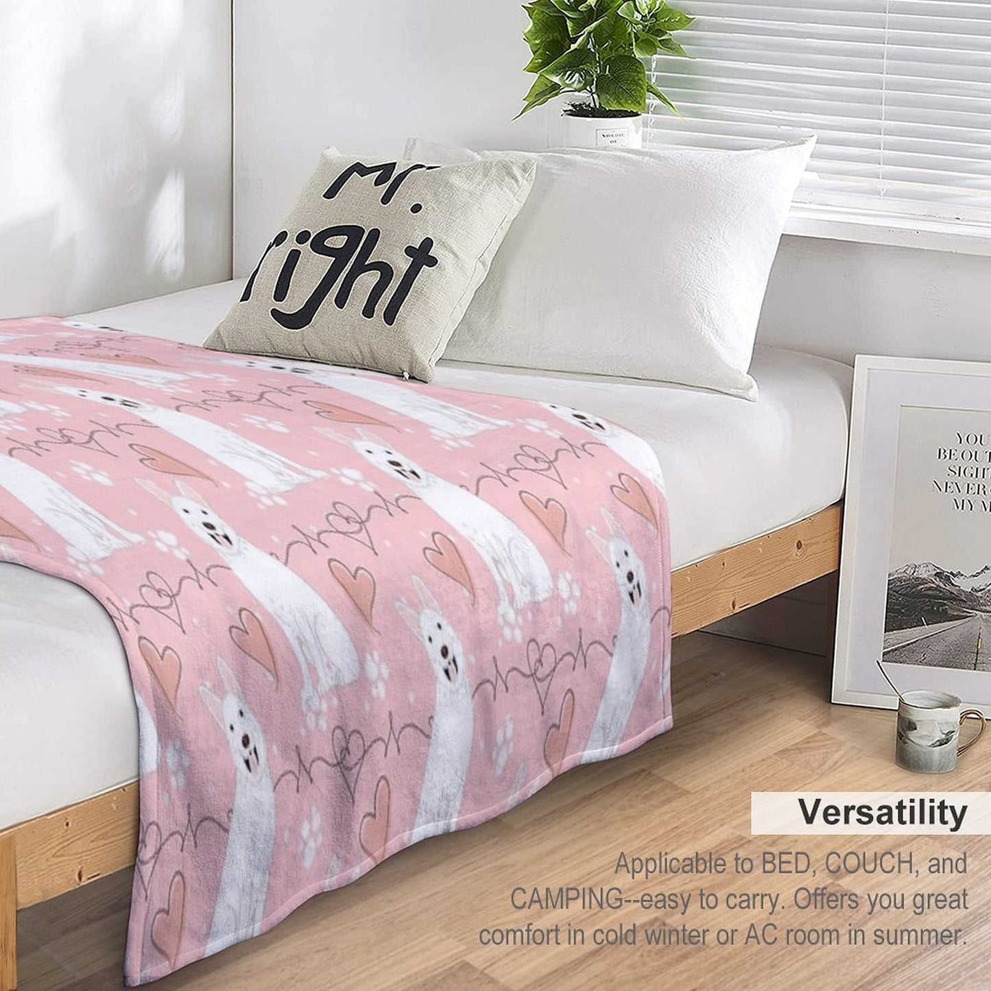 LOVE White German Shepherd Throw Blanket