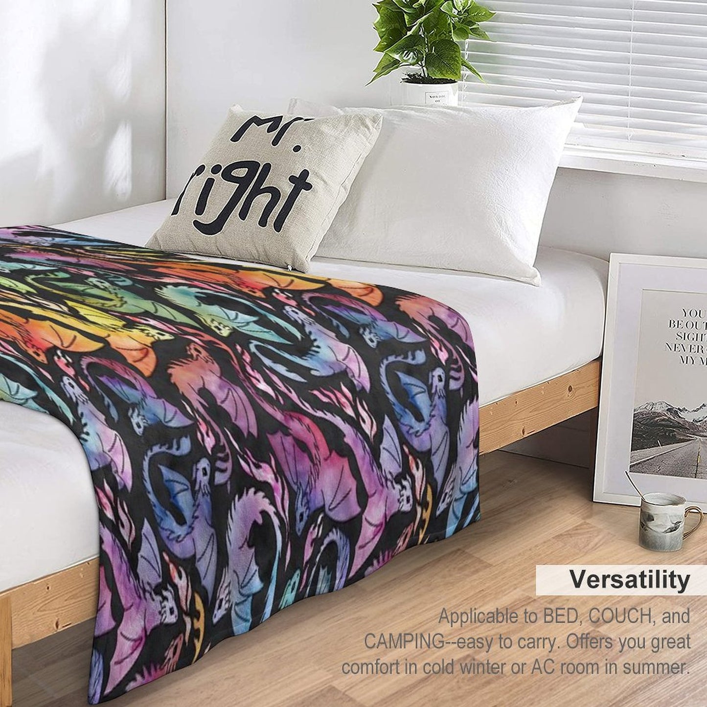 Dragon Fire Dark Rainbow Throw Blanket