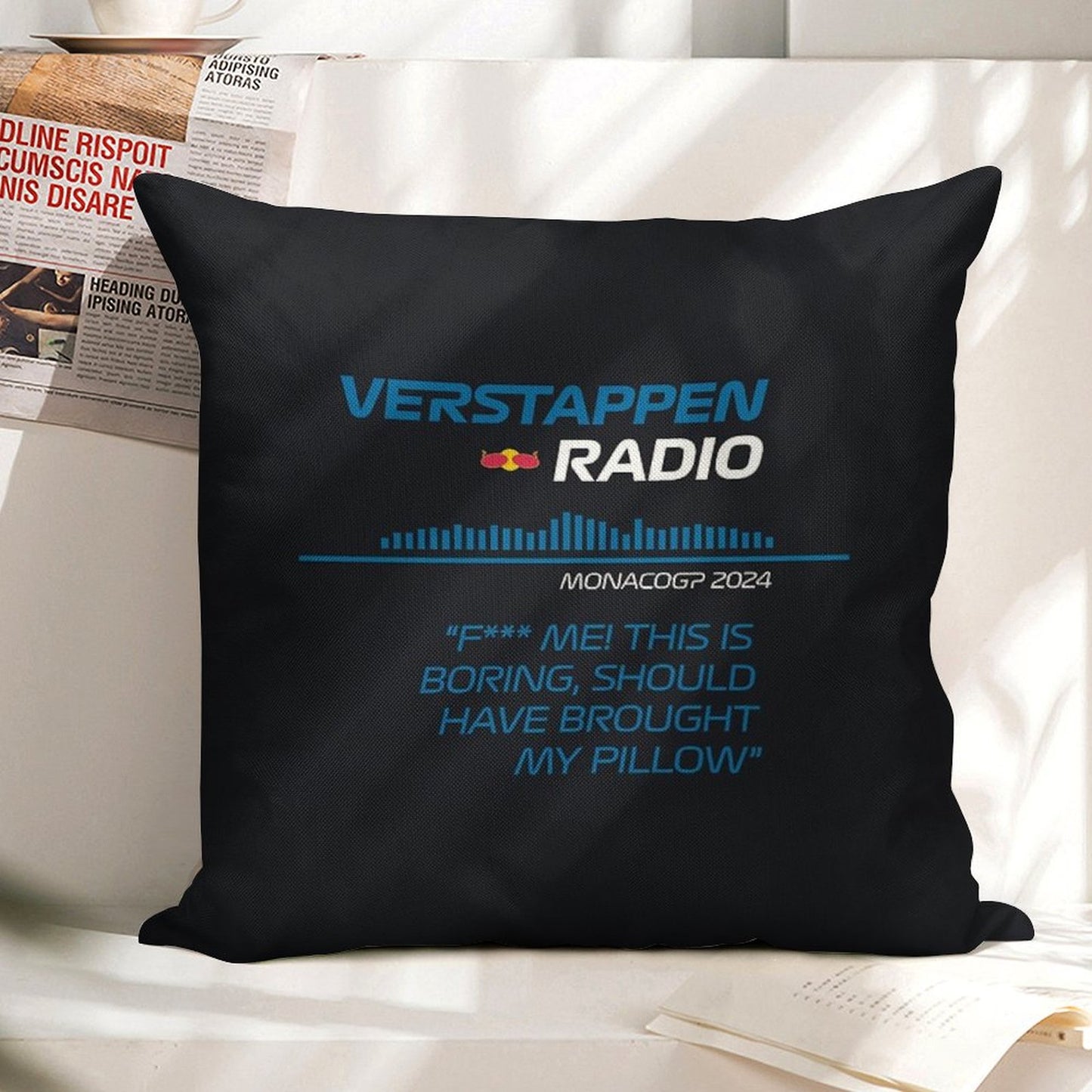 Verstappen Radio Monaco - Pillow Linen Throw Pillow Cover