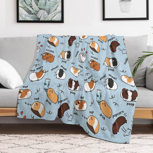 Guinea Pig Daily To-Do List - Blue Background Throw Blanket