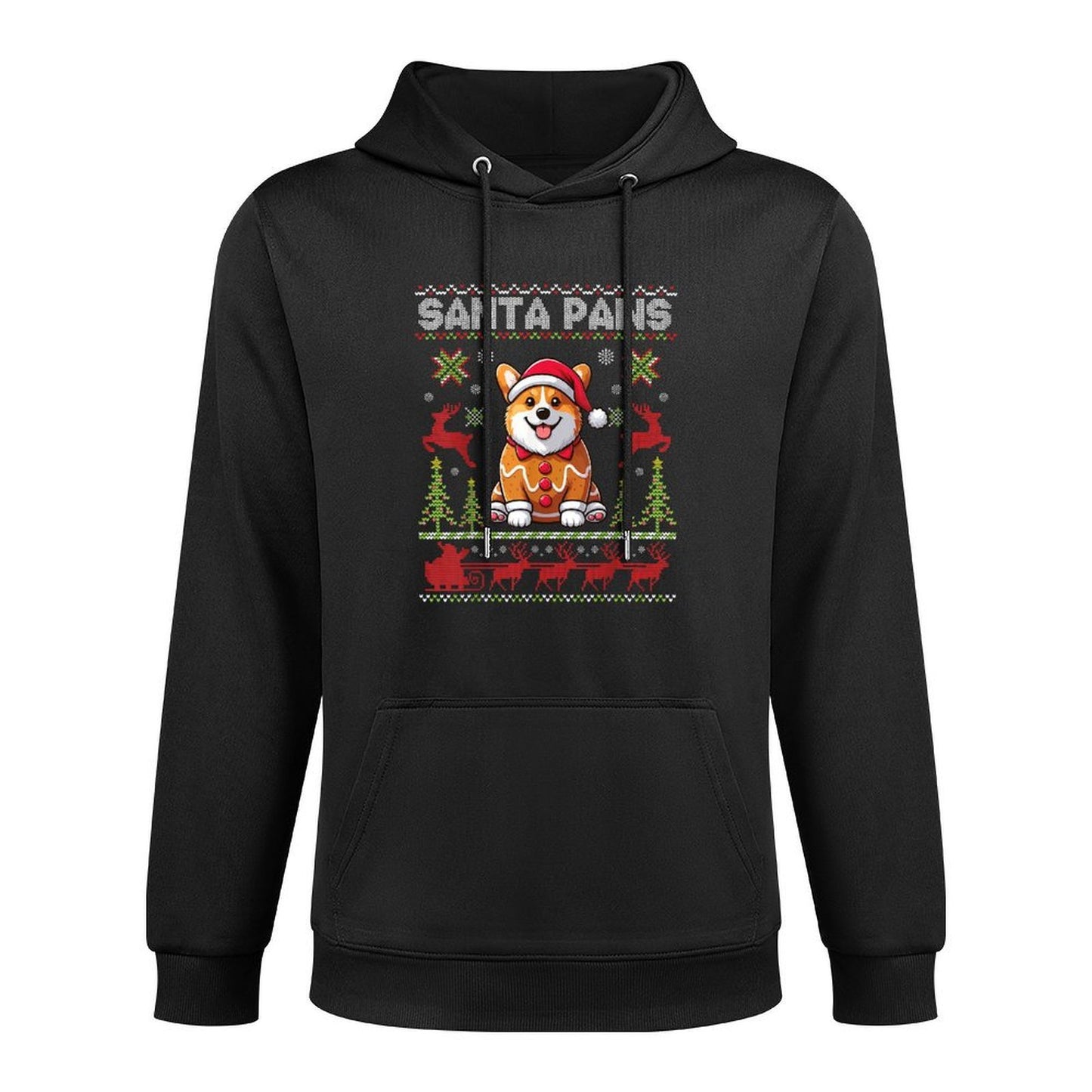 Pembroke Welsh Corgi Santa Paws Merry Christmas Ugly Sweater Breathable Fabric Hoodie