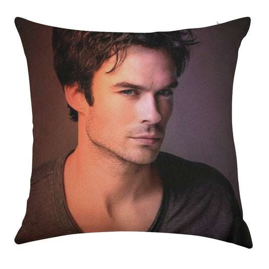 Ian Somerhalder Linen Throw Pillow Cover