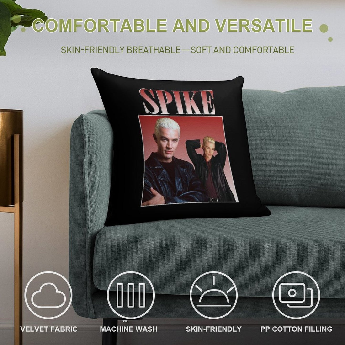 Spike Retro Design Classic Throwback Soft Easy Maintenance Throw Pillow