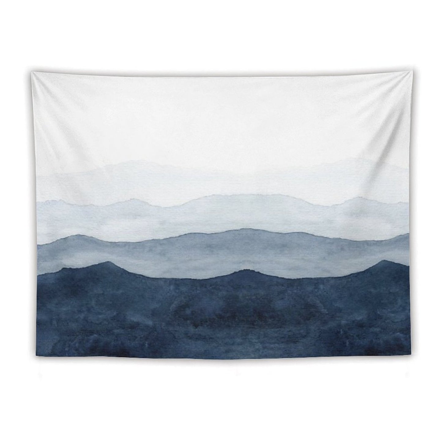 Mountains Ombre Indigo Abstract Watercolor Tapestry