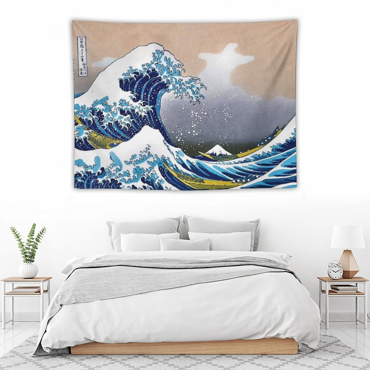 Great Wave Off Kanagawa by Hokusai Wall Tapestry Vectorized HD High Quality (Click on Artist Notes) Tapestry
