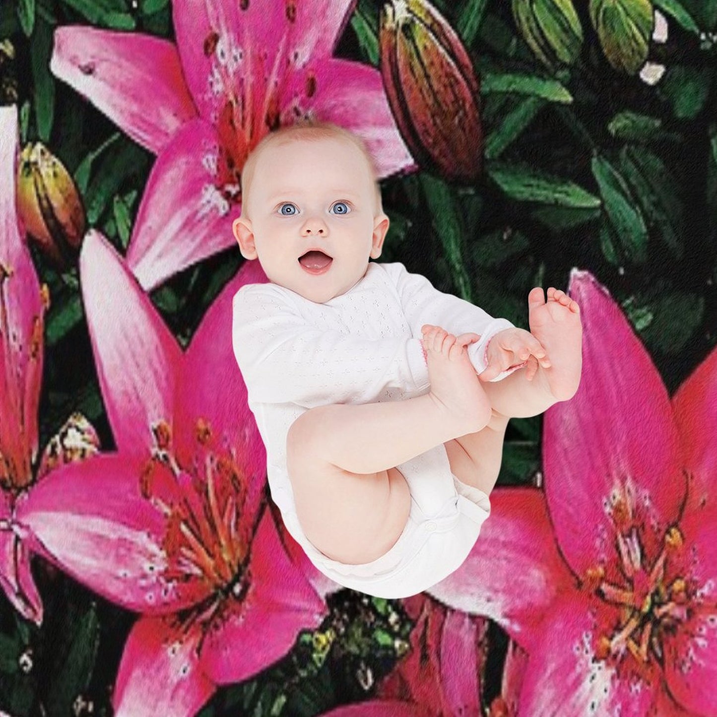 Lovely Pink Lilies in Full Bloom Water Color Throw Blanket