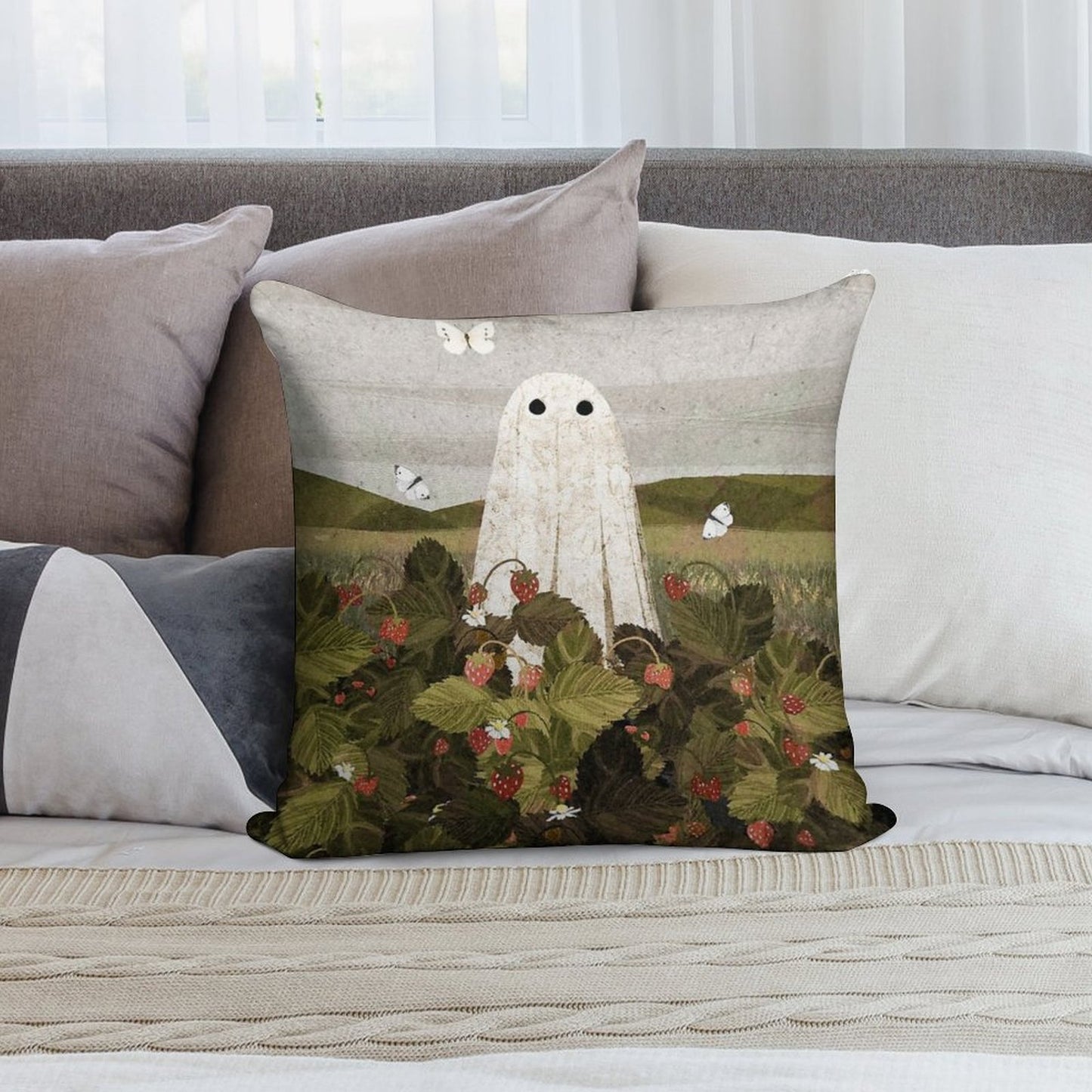 Strawberry Fields Soft Luxury Feel Throw Pillow