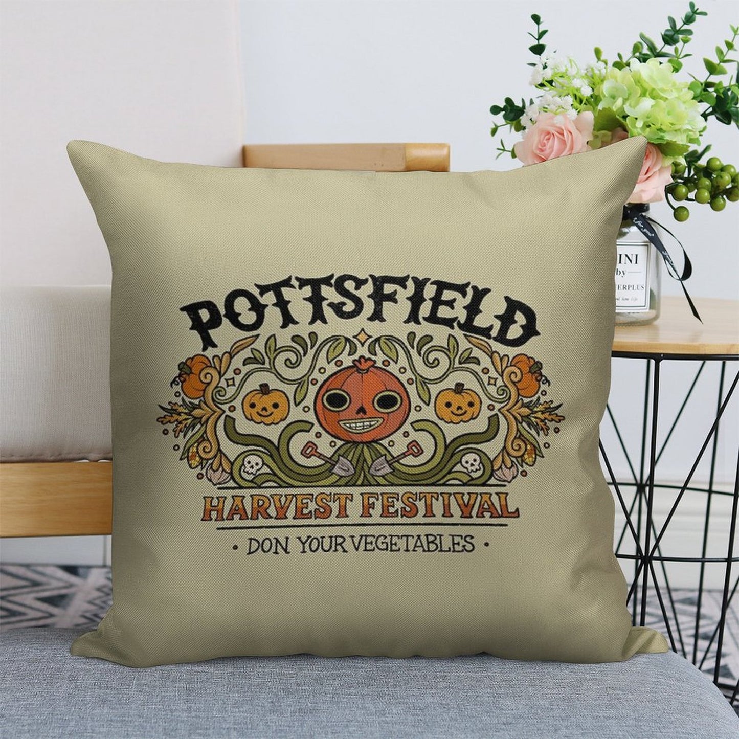 Pottsfield Harvest Festival Linen Throw Pillow Cover