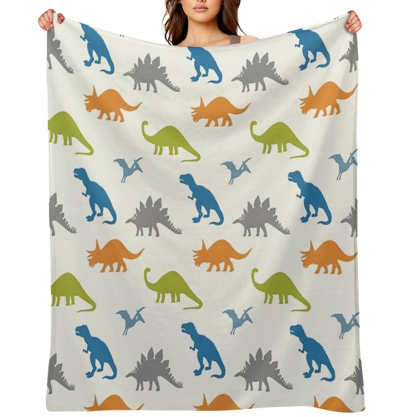 Primary Dinosaurs Throw Blanket