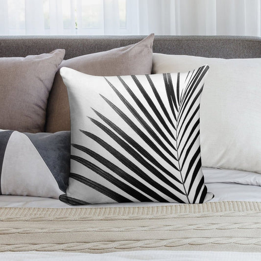 PALM LEAF Black & White Soft Home Decor Throw Pillow