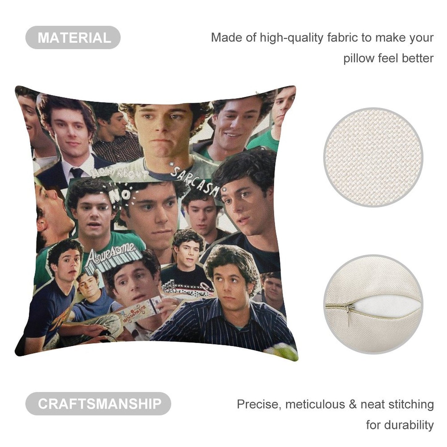 Seth Cohen Collage Linen Throw Pillow Cover